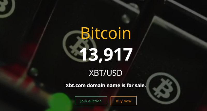 Imagem da matéria: Domínio XBT.com Está a Venda por 200 Bitcoins