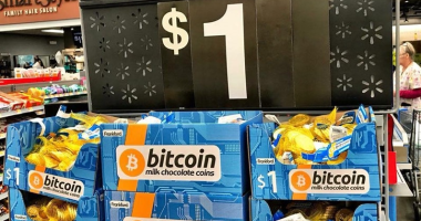 Imagem da matéria: Walmart começa a vender moedas de chocolate de Bitcoin por 1 dólar