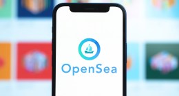 Celular com o logo da OpenSea