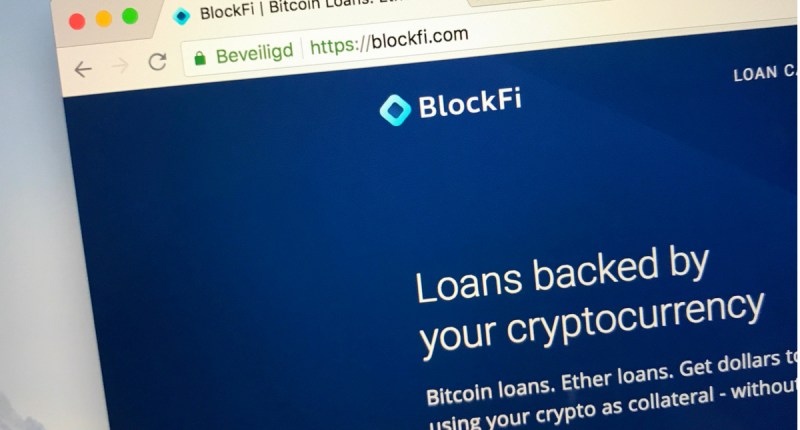 Logotipo da BlockFi na tela de computador