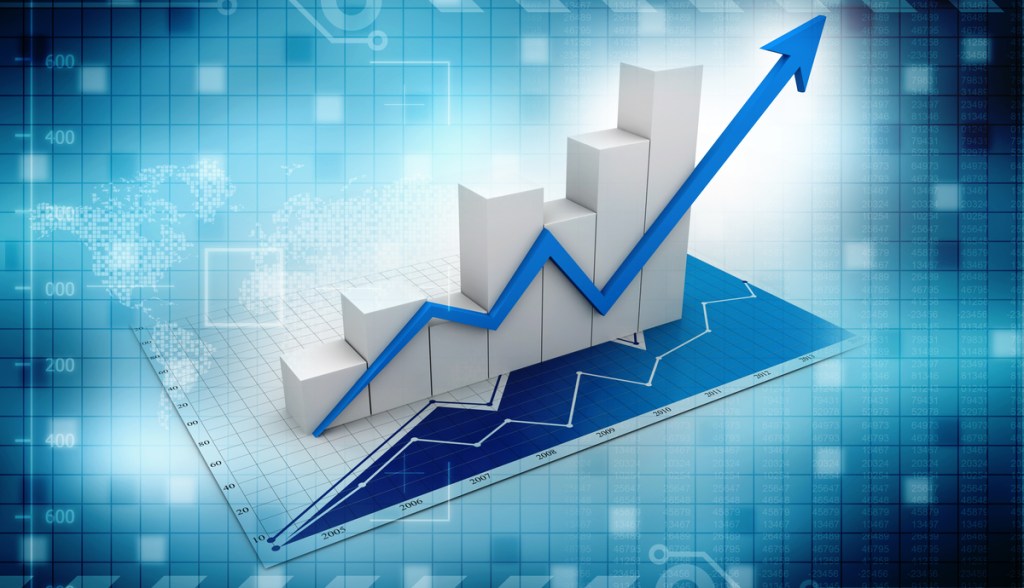 Gráfico de alta fundo azul