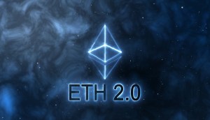 Logo da criptomoeda Ethereum com fundo preto