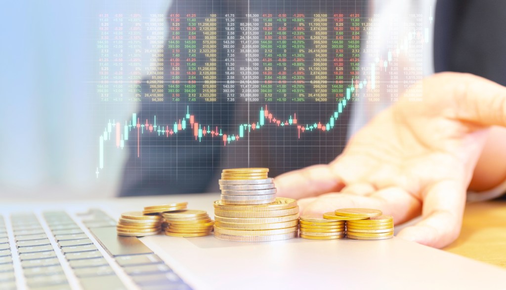 Criptomoedas e um desenho de grafico