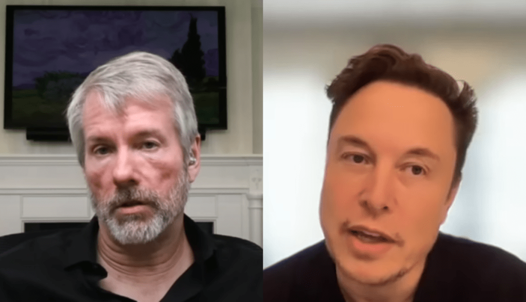 Imagem da matéria: Michael Saylor critica Elon Musk por ceder à pressão e vender bitcoin da Tesla