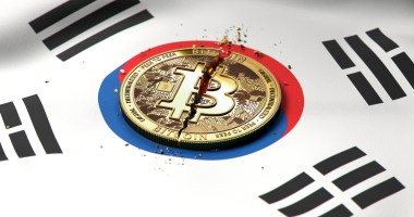 Bitcoin e bandeira da coreia do sul
