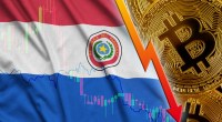 Bandeira do Paraguai com moeda de bitcoin