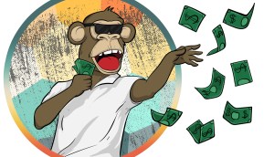 Bored ape jogando dinheiro