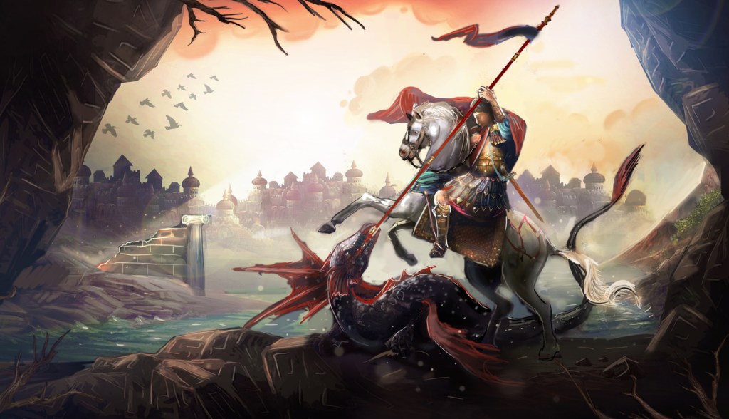 Cavaleiro matando dragão