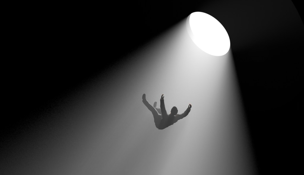 homem caindo em um buraco, ilustração 3d