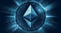 Imagem do logotipo do Ethereum formado por código