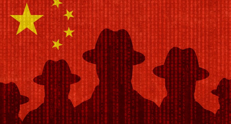 Sombra de espiões com a bandeira da China