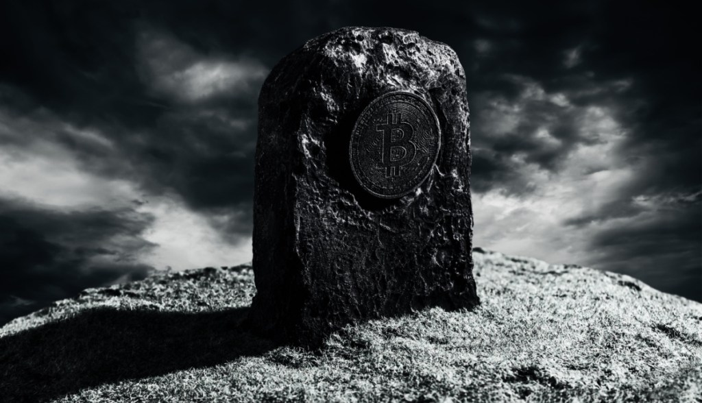 Túmulo com o símbolo do bitcoin