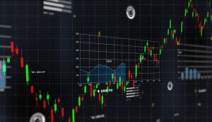 Telas mostrando gráficos do mercado financeiro