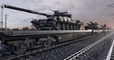 Tanques russos em trem