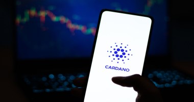 Tela de smartphone mostra logomarca da Cardano