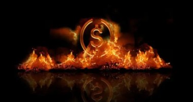 Símbolo da stablecoin USDC queimando entre chamas