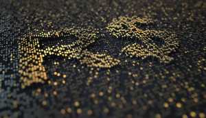 Números e letrs douradas sob um placa formam símolo do Real brasileiro