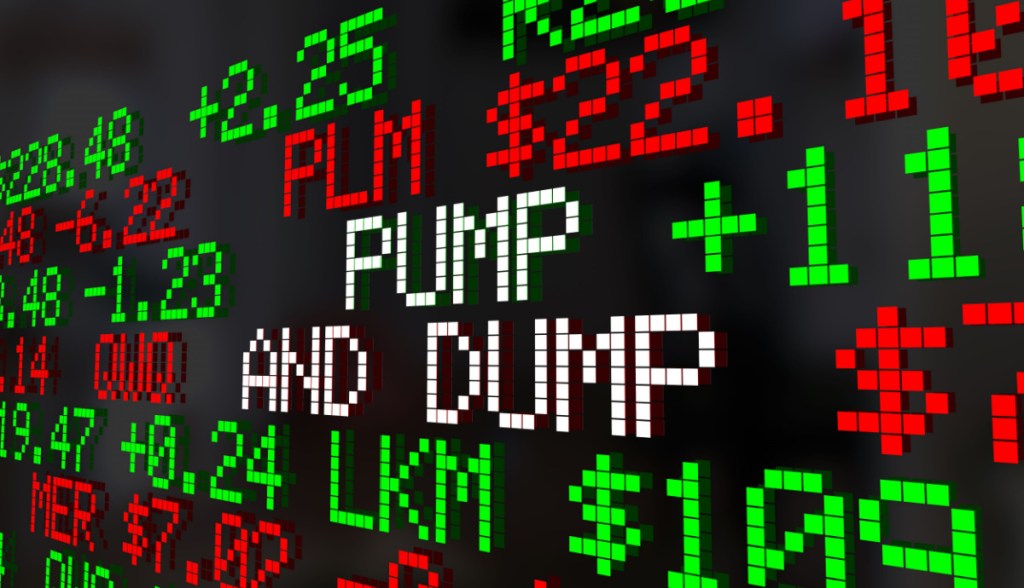 Termos pump and dump em destaque em tela de mercado financeiro