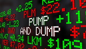 Termos pump and dump em destaque em tela de mercado financeiro