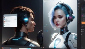 Ilustração criada por AI de casal flertando virtualmente