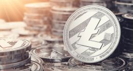 Moeda de Litecoin de cor prata