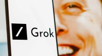 Montagem logotipo Grok com rosto de Elon Musk-Reprodução