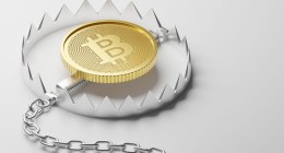 moeda de bitcoin dentro de armadilha selvagem