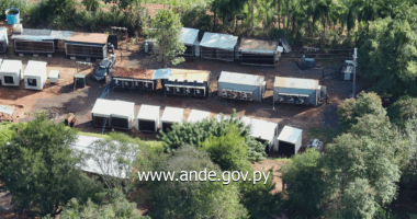 Imegem aérea feita pela ANDE de fazenda de mineração de bitcoin em Canindeyú
