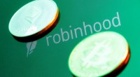 logo verde do robinhood com criptomoedas