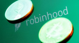 logo verde do robinhood com criptomoedas