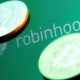 logo verde do robinhood com criptomoedas