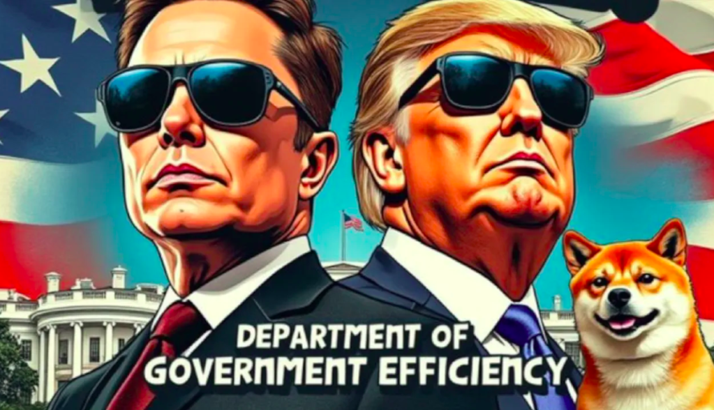 ilustração de Elon Musk e Donald Trump