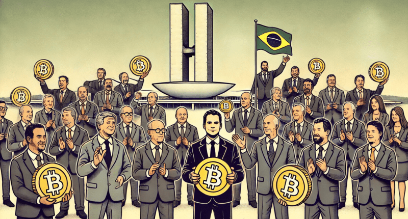 politicos brasileiros segurando bitcoin