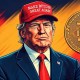 ilustração de trump com bitcoin