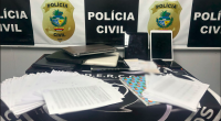 celuares e docuemntos apreendidos pela polícia de Goiás