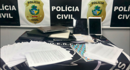 celuares e docuemntos apreendidos pela polícia de Goiás