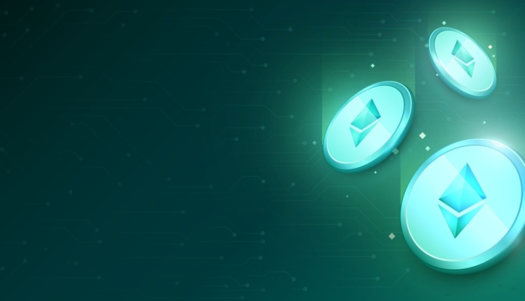 ilustração rede ethereum em azul e fundo preto simula rede blockchain