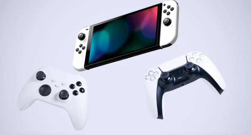 ilustração de controles remotos e console mobile de game