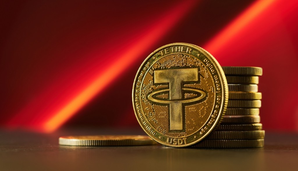 moeda dourada de Tether USDT
